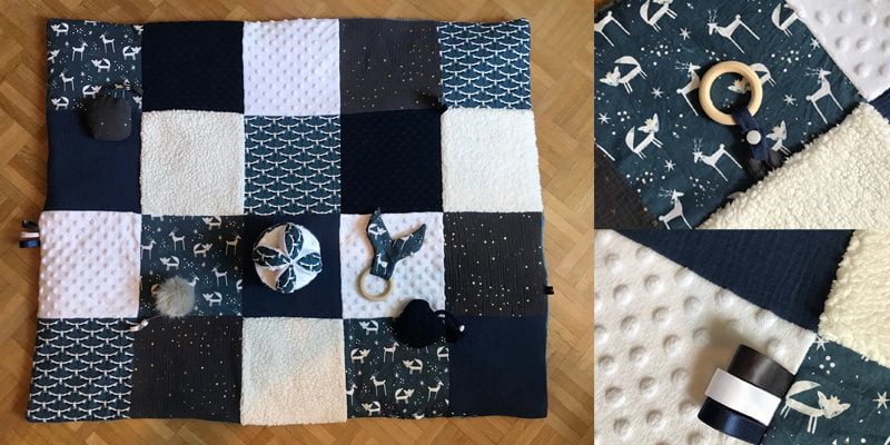 alfombra para bebé hecha a mano y de estilo patchwork